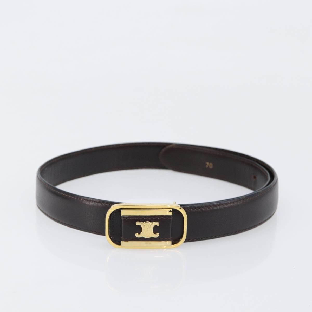 CELINE Belt Leather 4 Set Black Brown Gold tone Auth BA15476