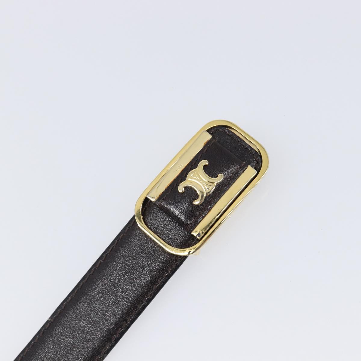 CELINE Belt Leather 4 Set Black Brown Gold tone Auth BA15476
