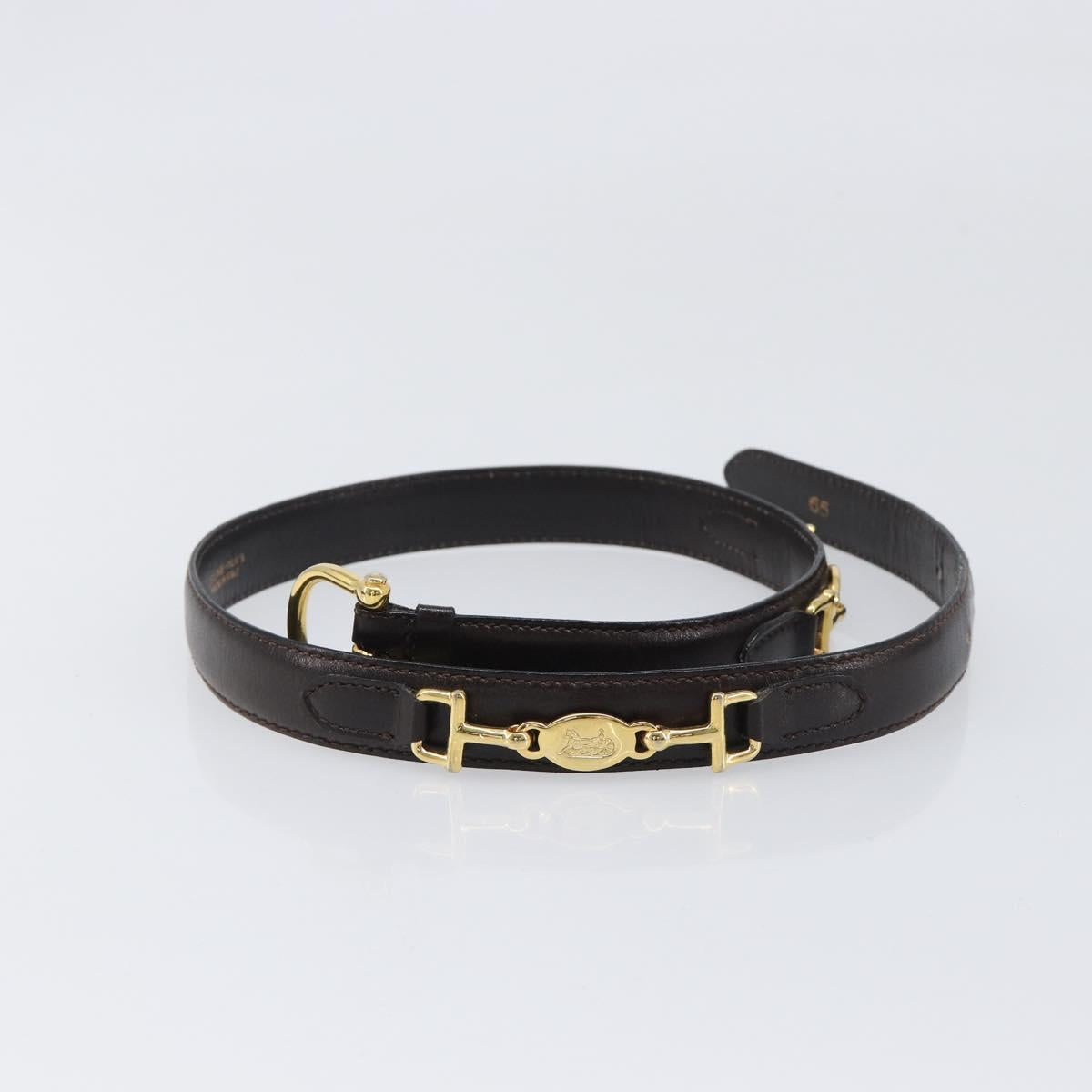 CELINE Belt Leather 4 Set Black Brown Gold tone Auth BA15476