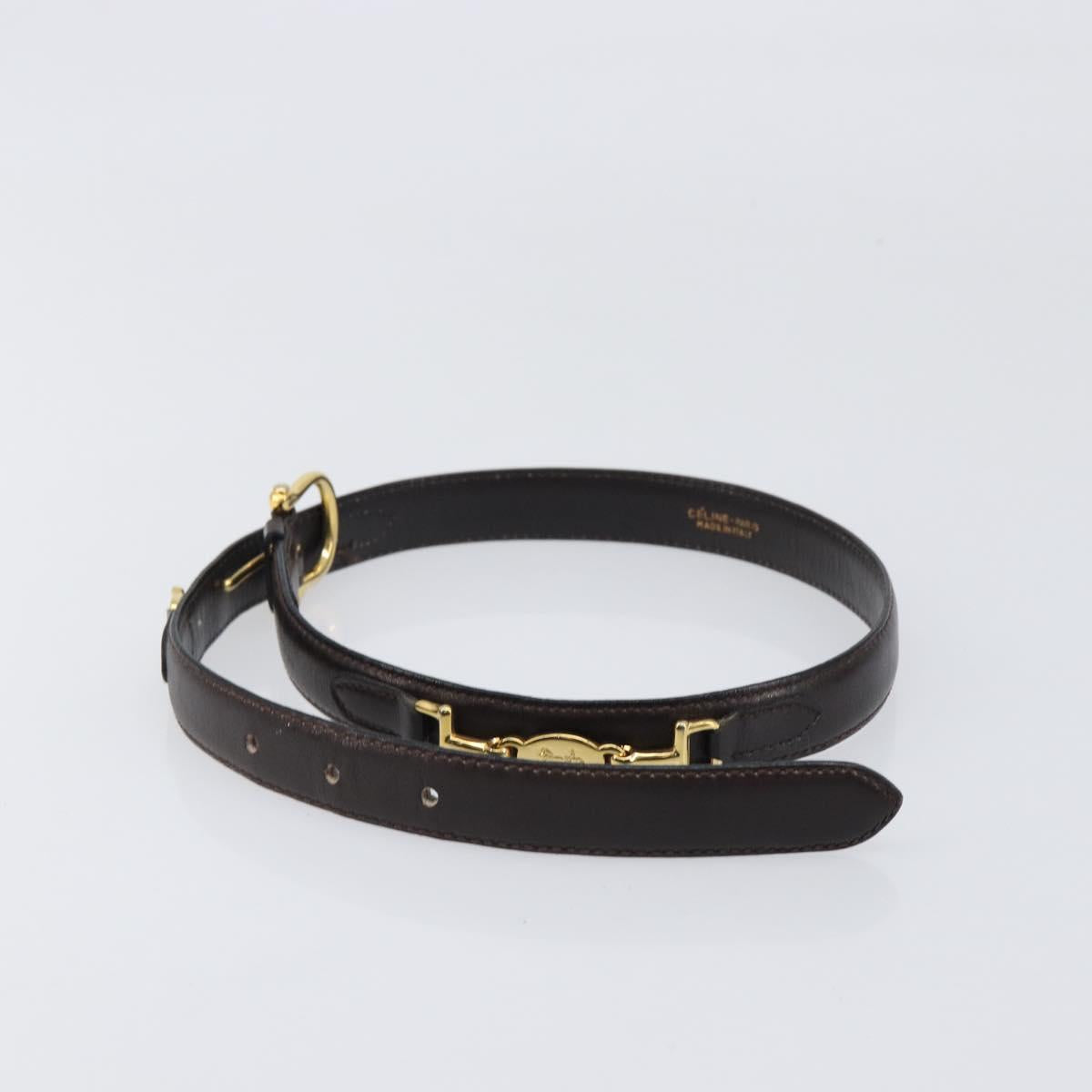CELINE Belt Leather 4 Set Black Brown Gold tone Auth BA15476