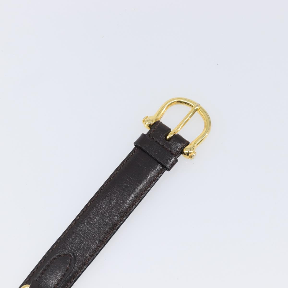 CELINE Belt Leather 4 Set Black Brown Gold tone Auth BA15476