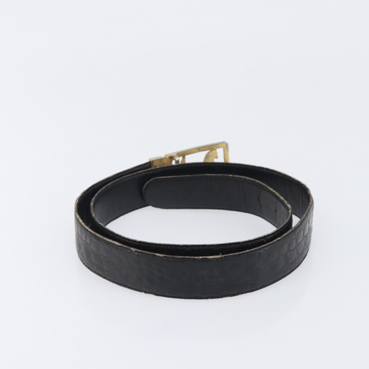 CELINE Belt Leather 4 Set Black Brown Gold tone Auth BA15476