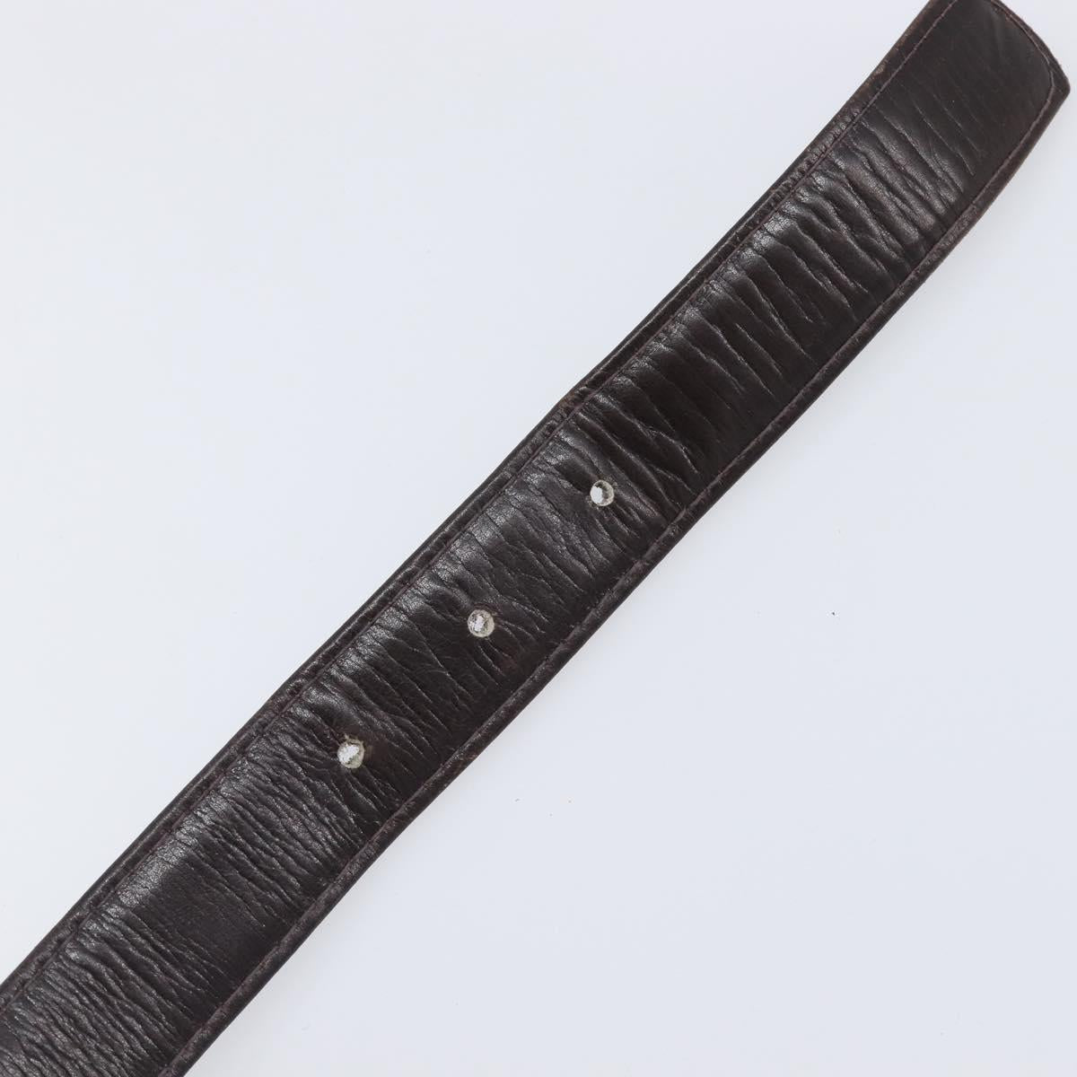CELINE Belt Leather 5 Set Brown Gold Tone Silver Auth BA15477