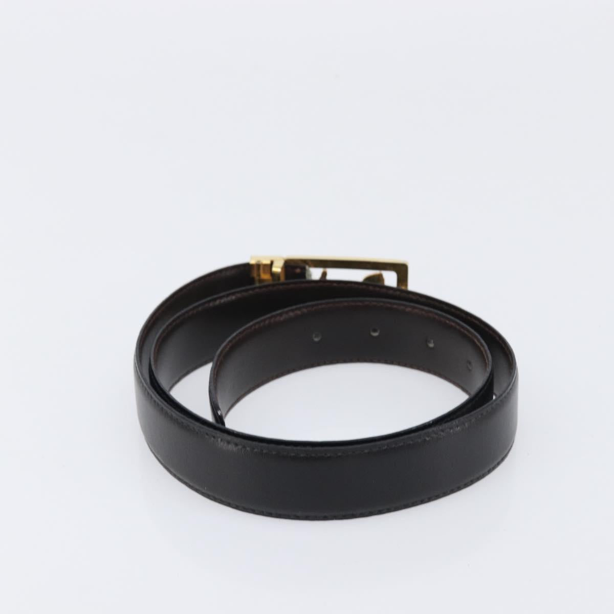 CELINE Belt Leather 5 Set Brown Gold Tone Silver Auth BA15477