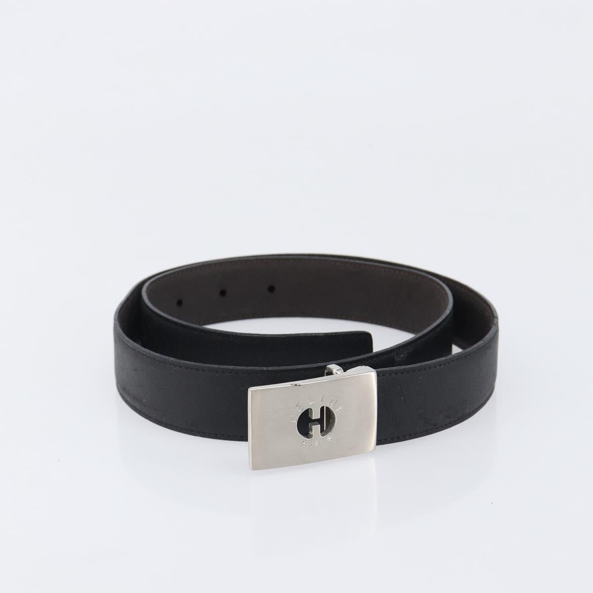 CELINE Belt Leather 5 Set Brown Gold Tone Silver Auth BA15477