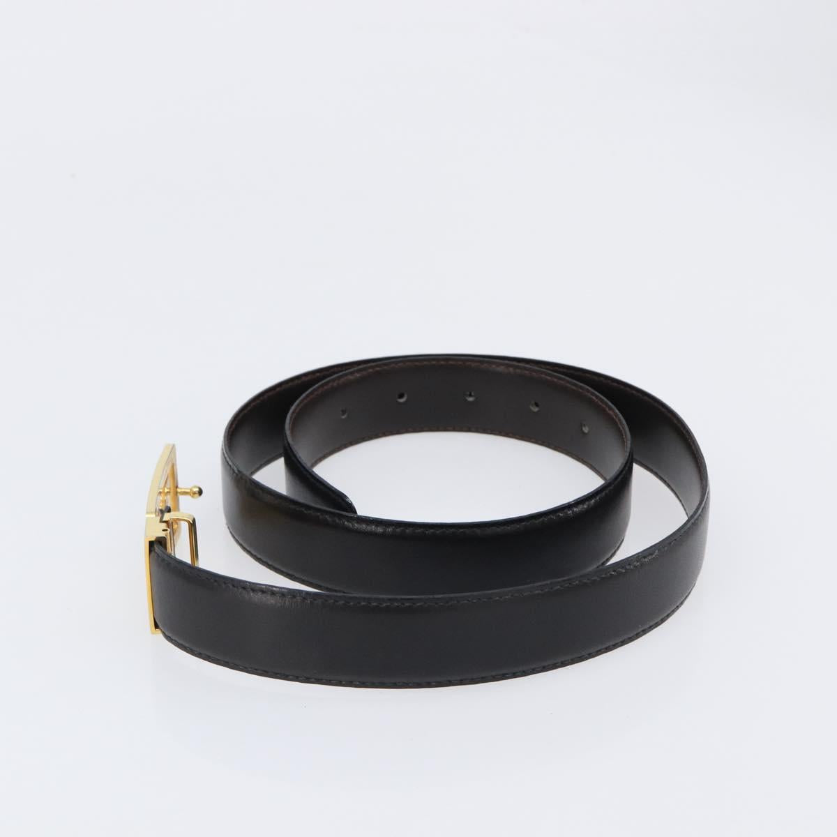 CELINE Belt Leather 5 Set Brown Gold Tone Silver Auth BA15477