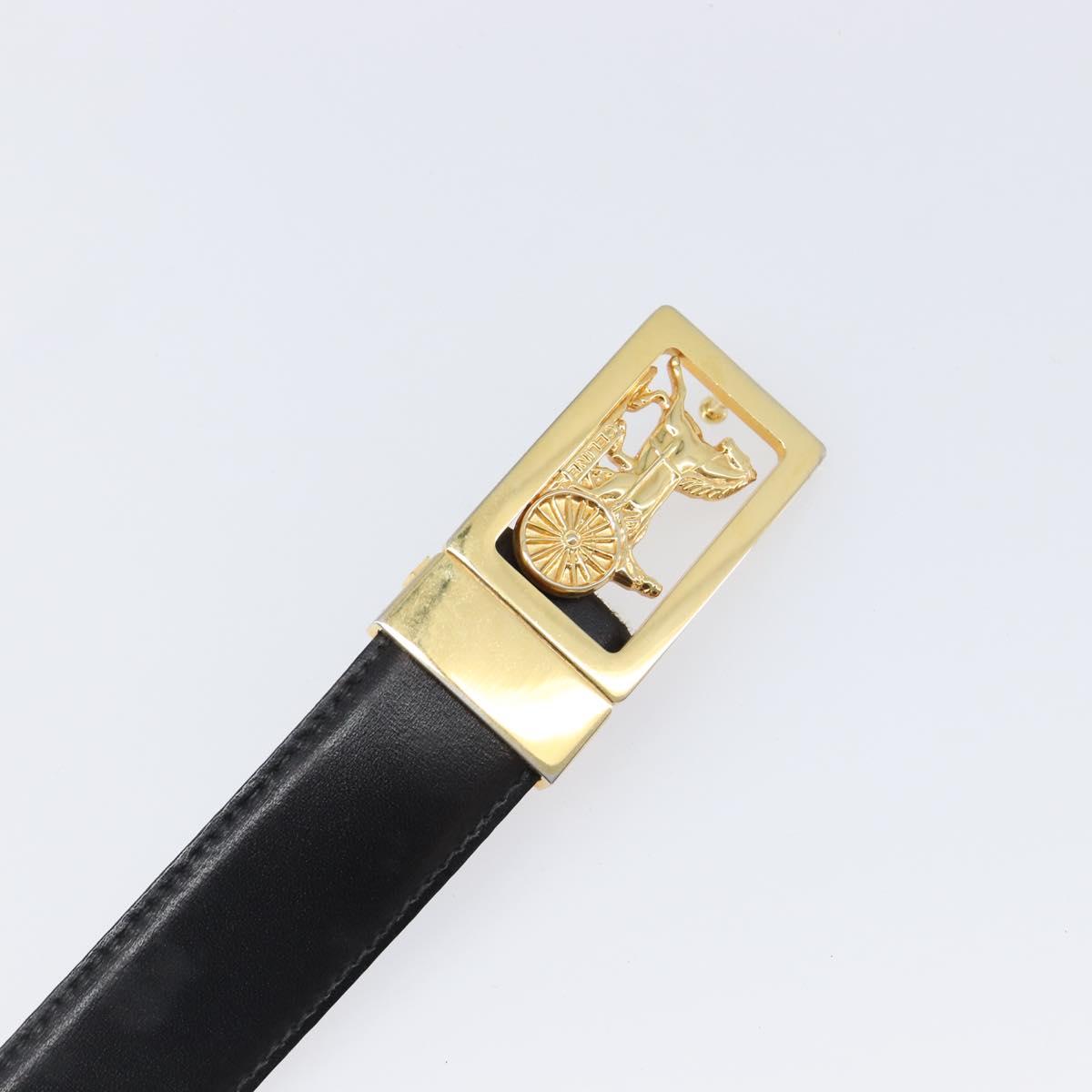 CELINE Belt Leather 5 Set Brown Gold Tone Silver Auth BA15477
