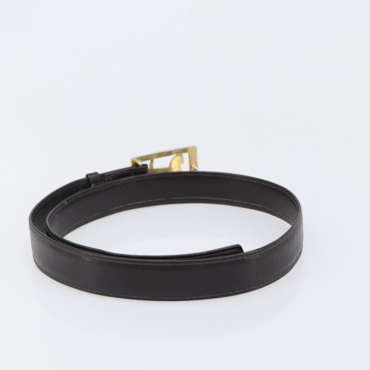 CELINE Belt Leather 5 Set Brown Gold Tone Silver Auth BA15477