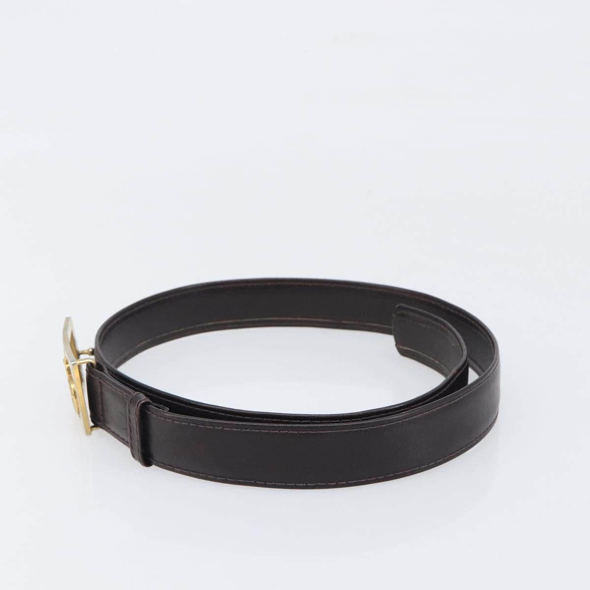 CELINE Belt Leather 5 Set Brown Gold Tone Silver Auth BA15477