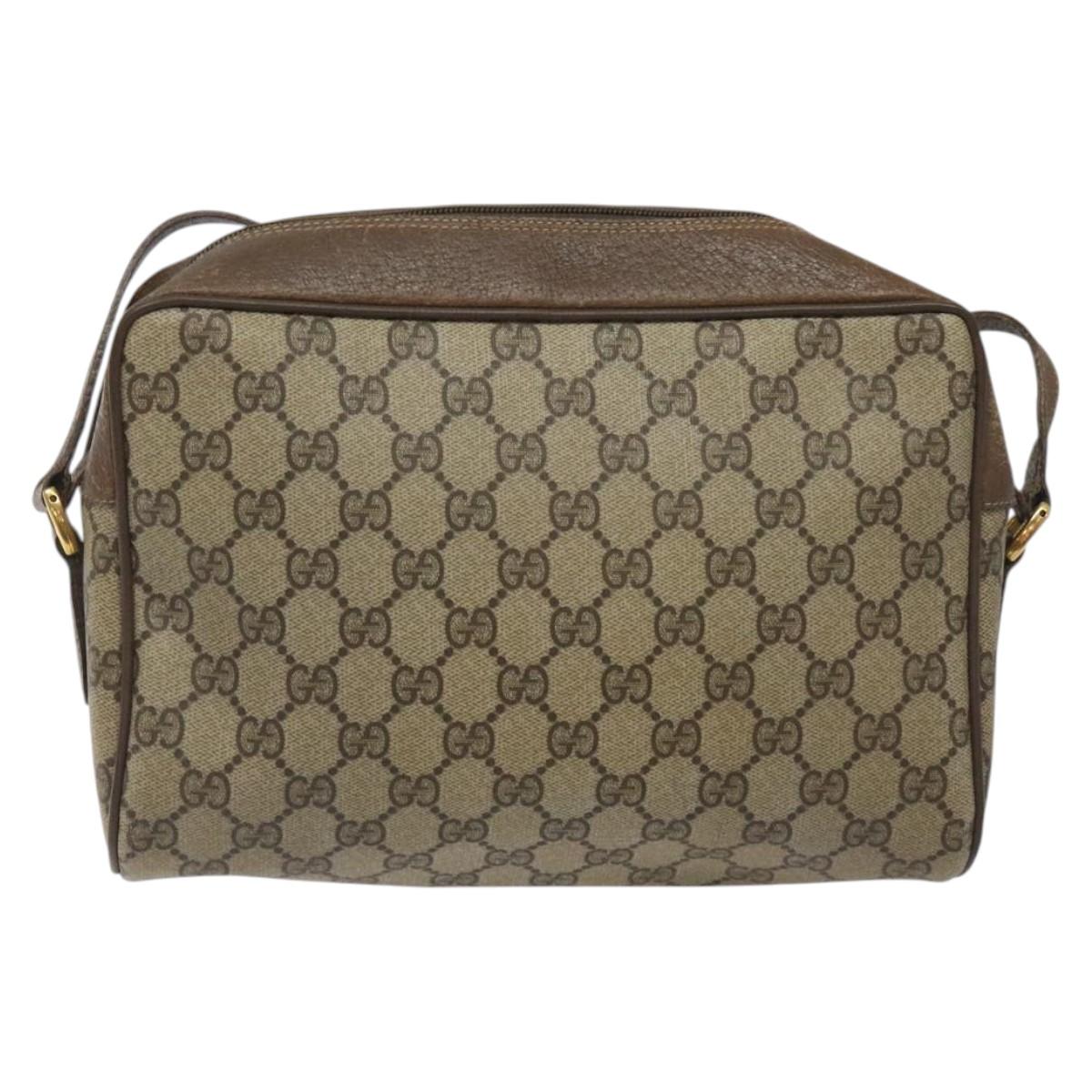 GUCCI GG Supreme Web Sherry Line Bag PVC Beige Gold 72 02 088 Auth BA1548