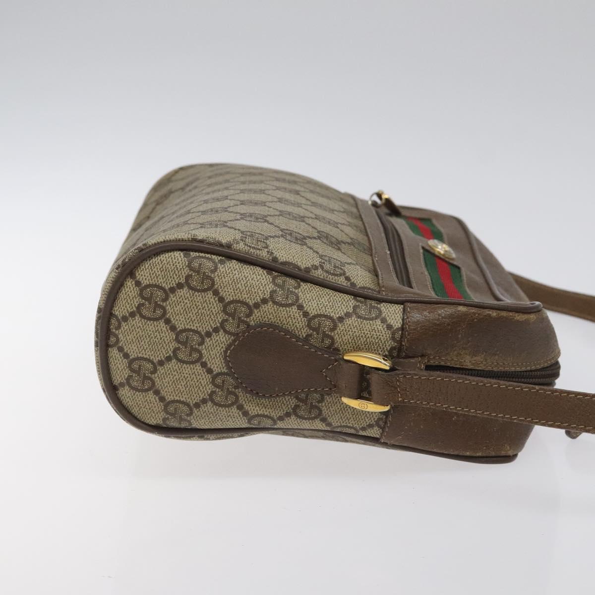 GUCCI GG Supreme Web Sherry Line Bag PVC Beige Gold 72 02 088 Auth BA1548