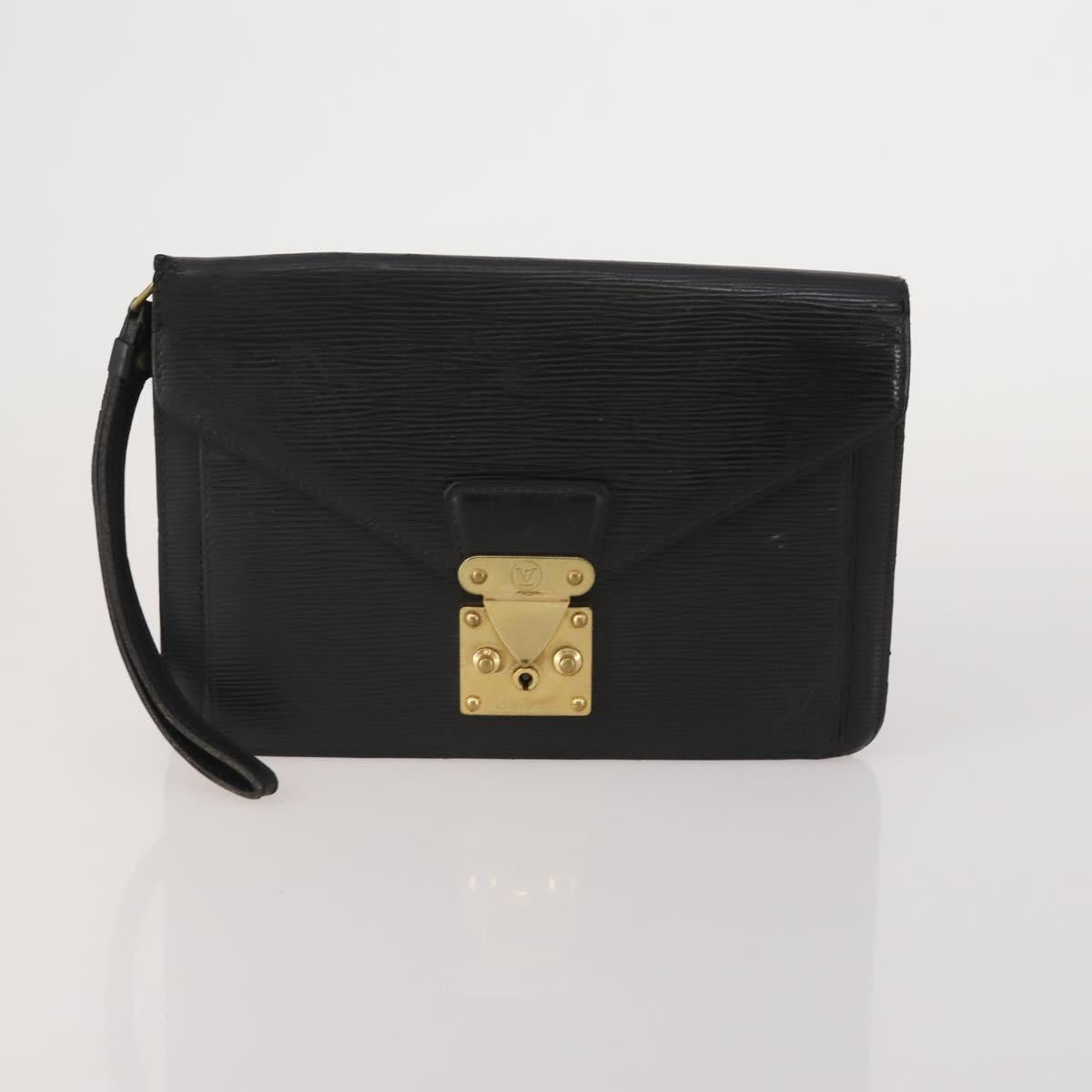 LOUIS VUITTON Epi Taiga Clutch Bag 2 Set Black Green LV Auth BA15485
