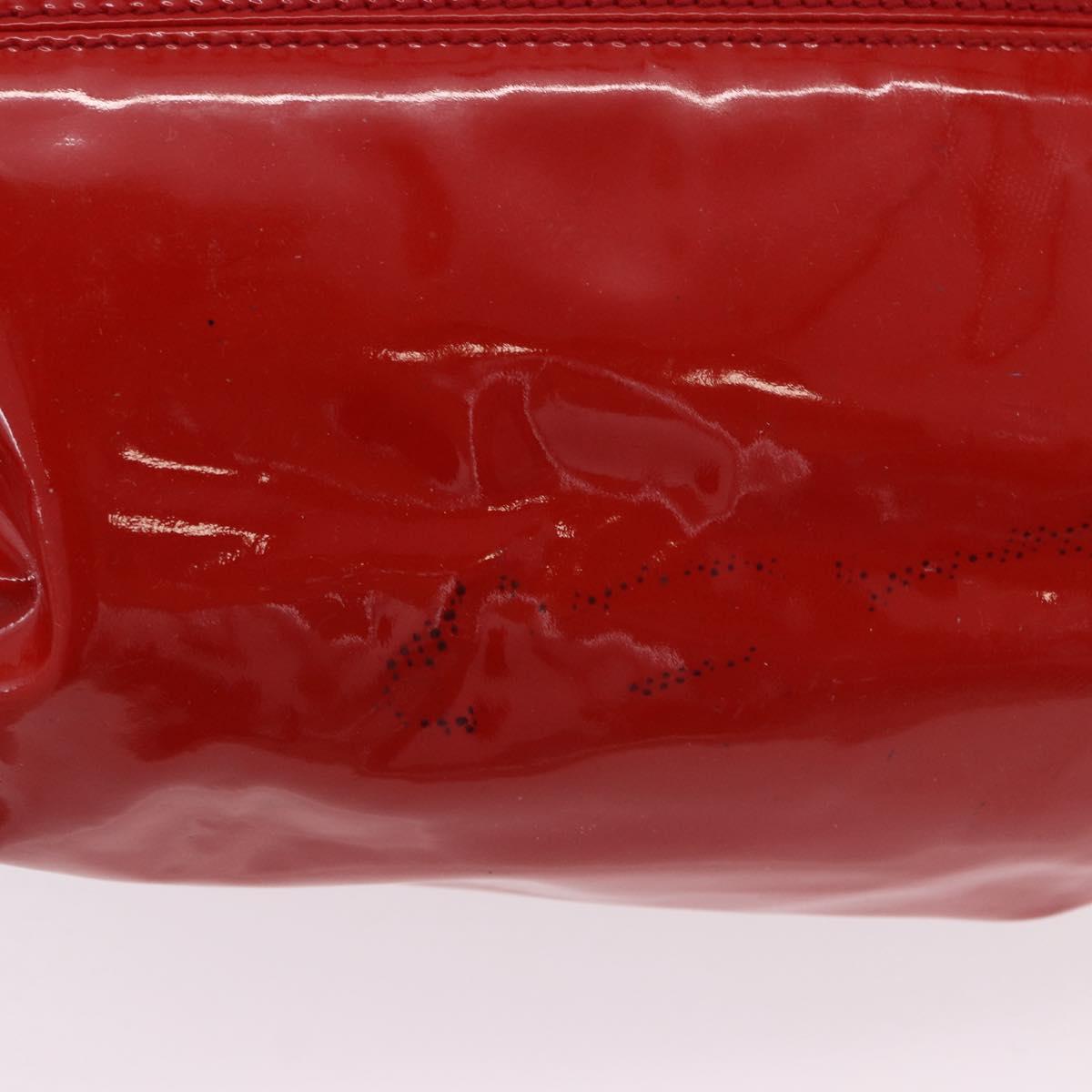 Salvatore Ferragamo Gancini Hand Bag patent Red Silver Auth BA15486