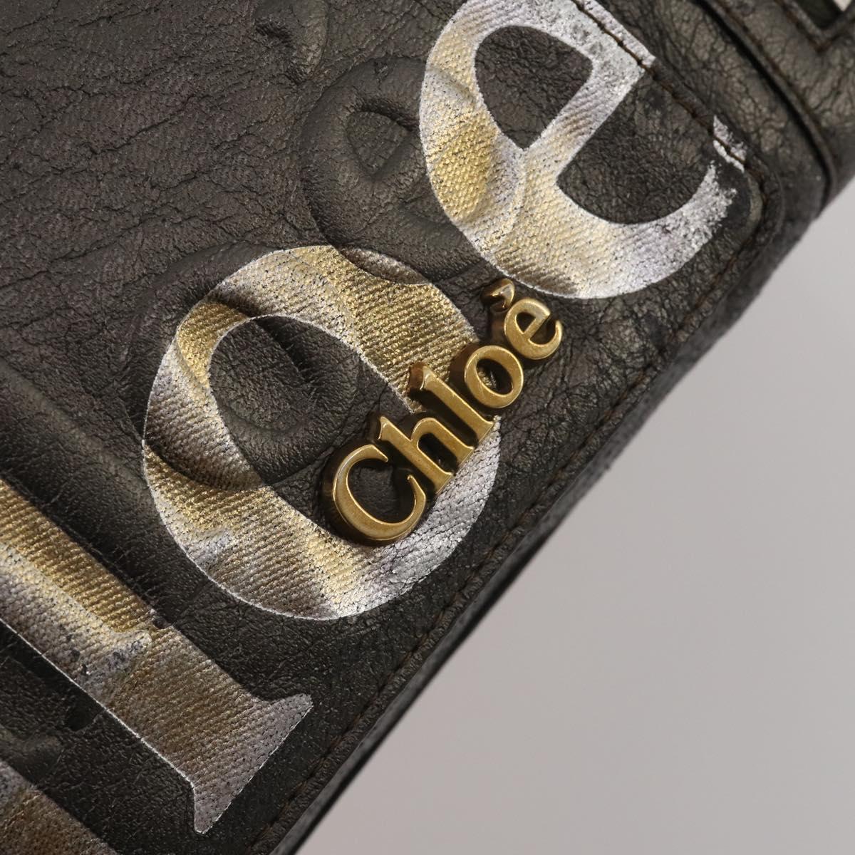 Chloe Tote Bag Leather Gray Gold Tone Auth BA15487