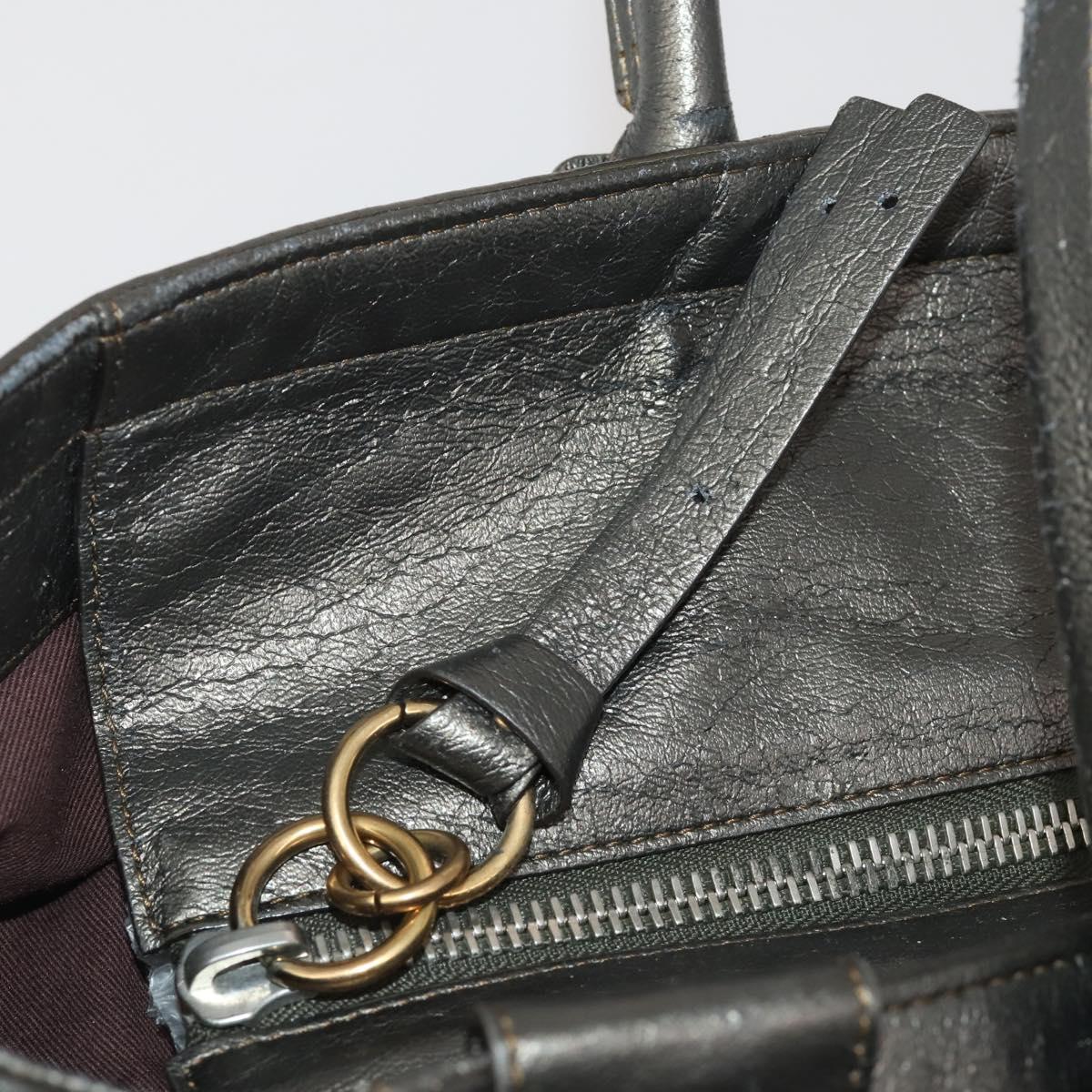 Chloe Tote Bag Leather Gray Gold Tone Auth BA15487