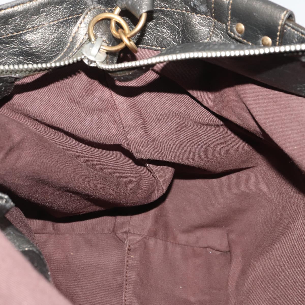 Chloe Tote Bag Leather Gray Gold Tone Auth BA15487