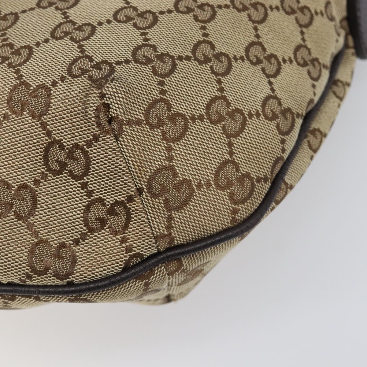 GUCCI GG Canvas Web Sherry Line Shoulder Bag Beige Silver 181092 Auth BA15488