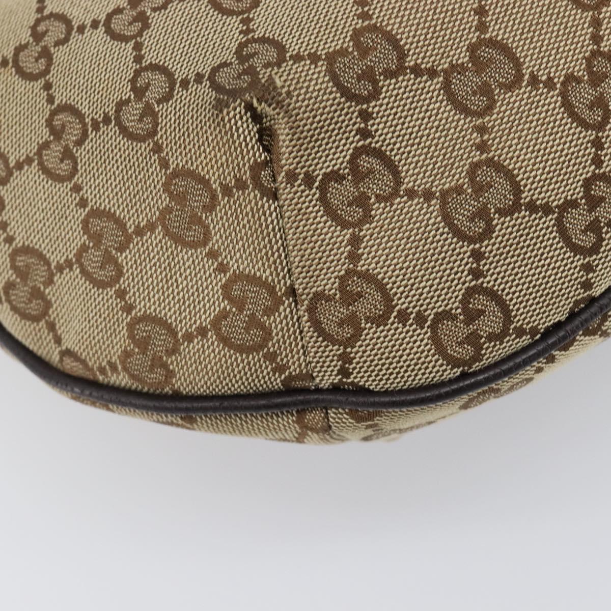 GUCCI GG Canvas Web Sherry Line Shoulder Bag Beige Silver 181092 Auth BA15488