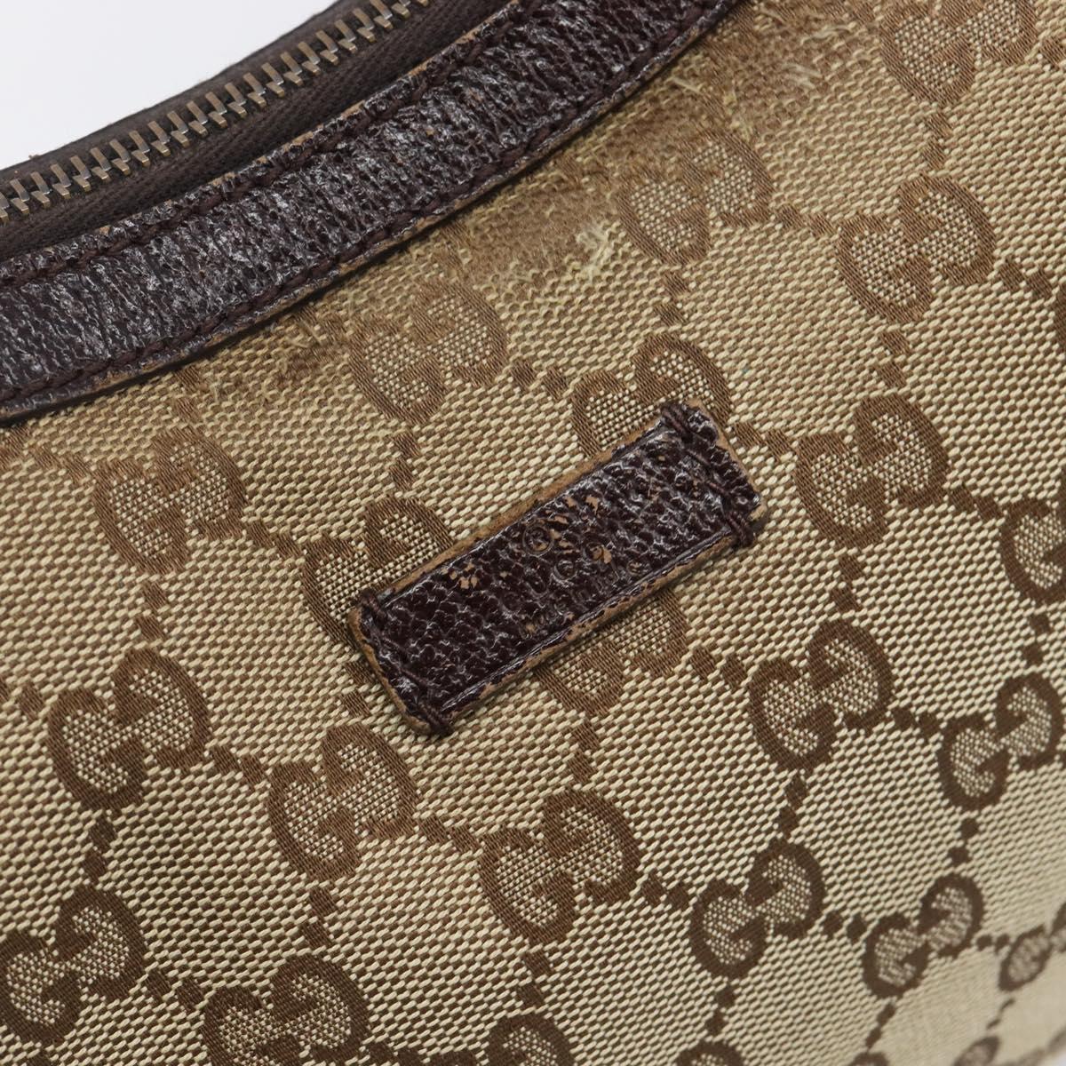 GUCCI GG Canvas Web Sherry Line Shoulder Bag Beige Silver 181092 Auth BA15488