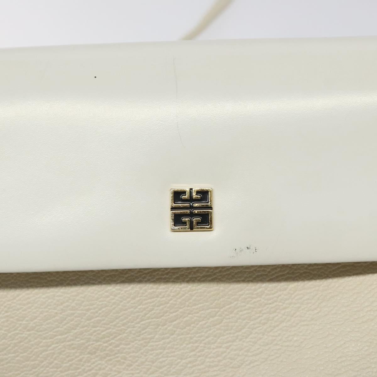 GIVENCHY Shoulder Bag Leather White Gold Auth BA1549