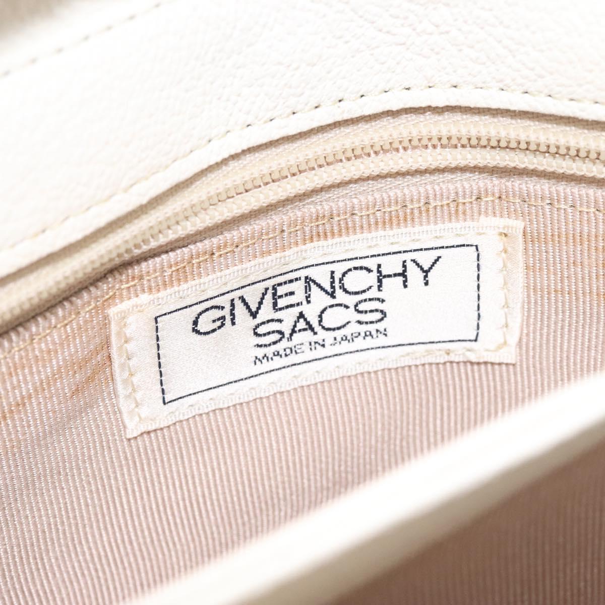 GIVENCHY Shoulder Bag Leather White Gold Auth BA1549
