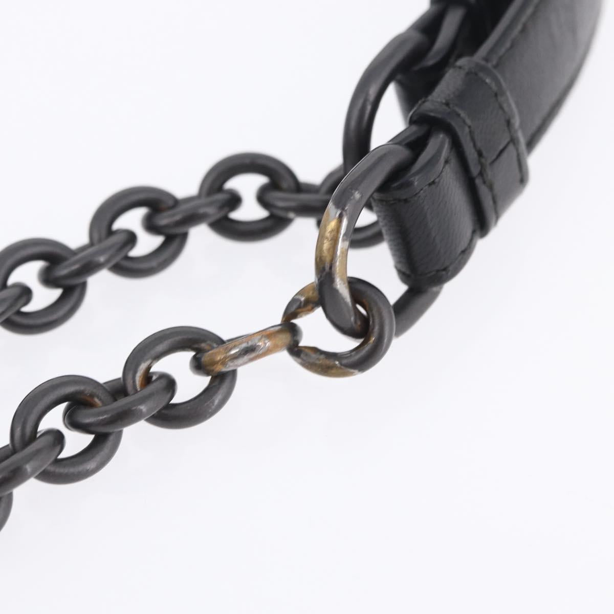 BOTTEGA VENETA INTRECCIATO Chain Shoulder Bag Leather Black Auth BA15490