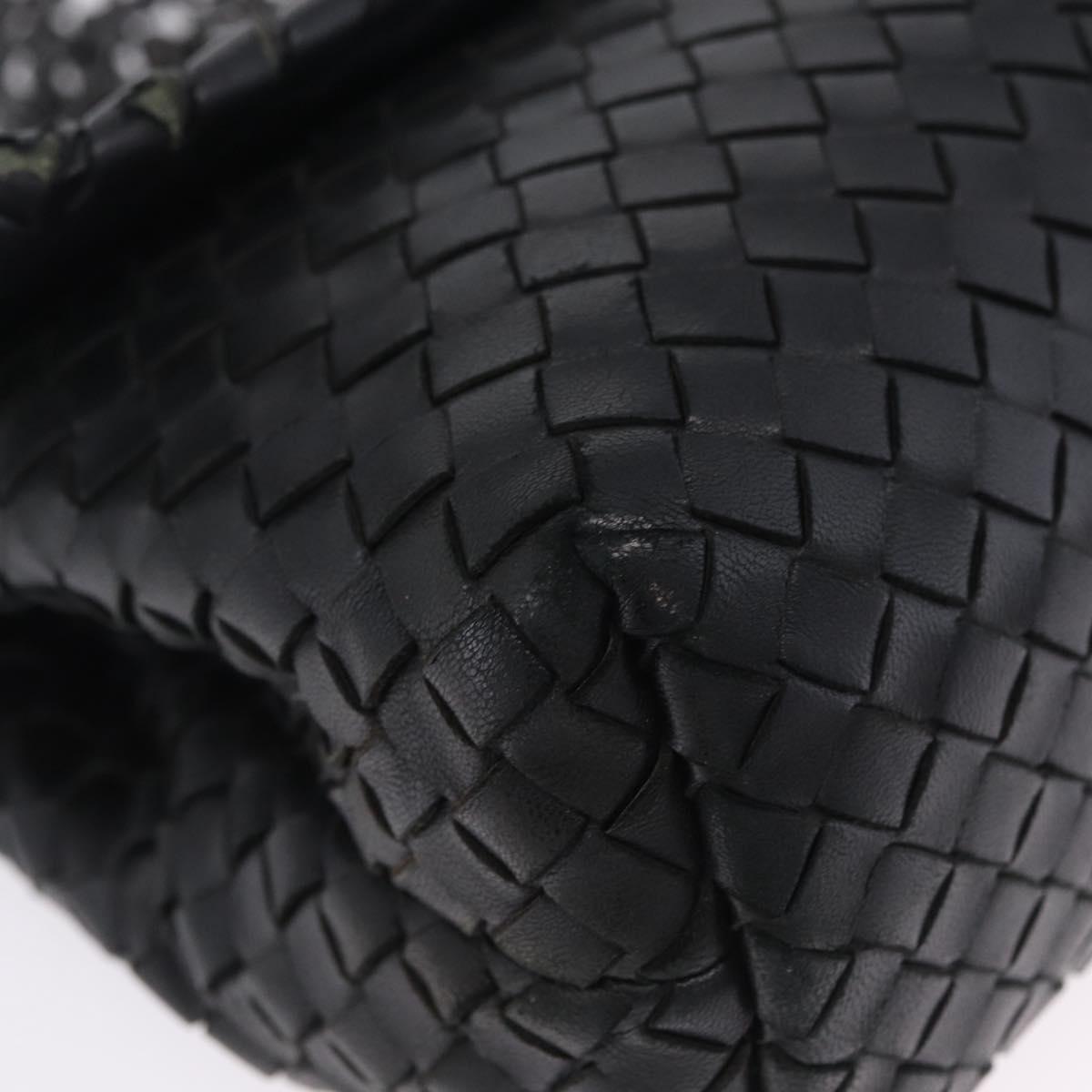 BOTTEGA VENETA INTRECCIATO Chain Shoulder Bag Leather Black Auth BA15490
