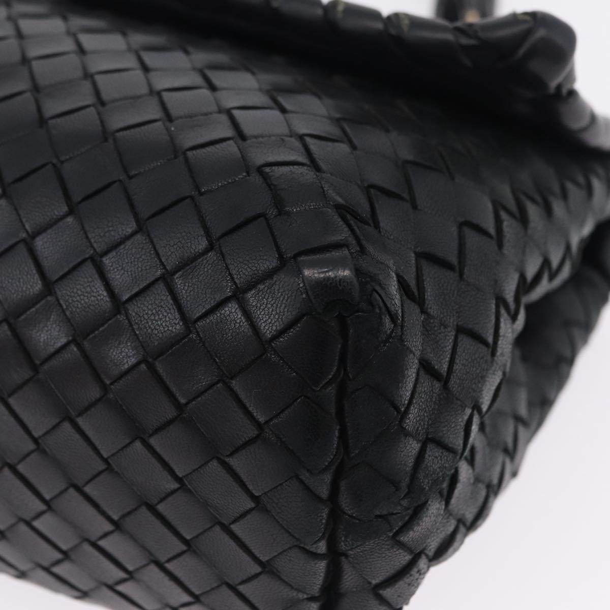 BOTTEGA VENETA INTRECCIATO Chain Shoulder Bag Leather Black Auth BA15490