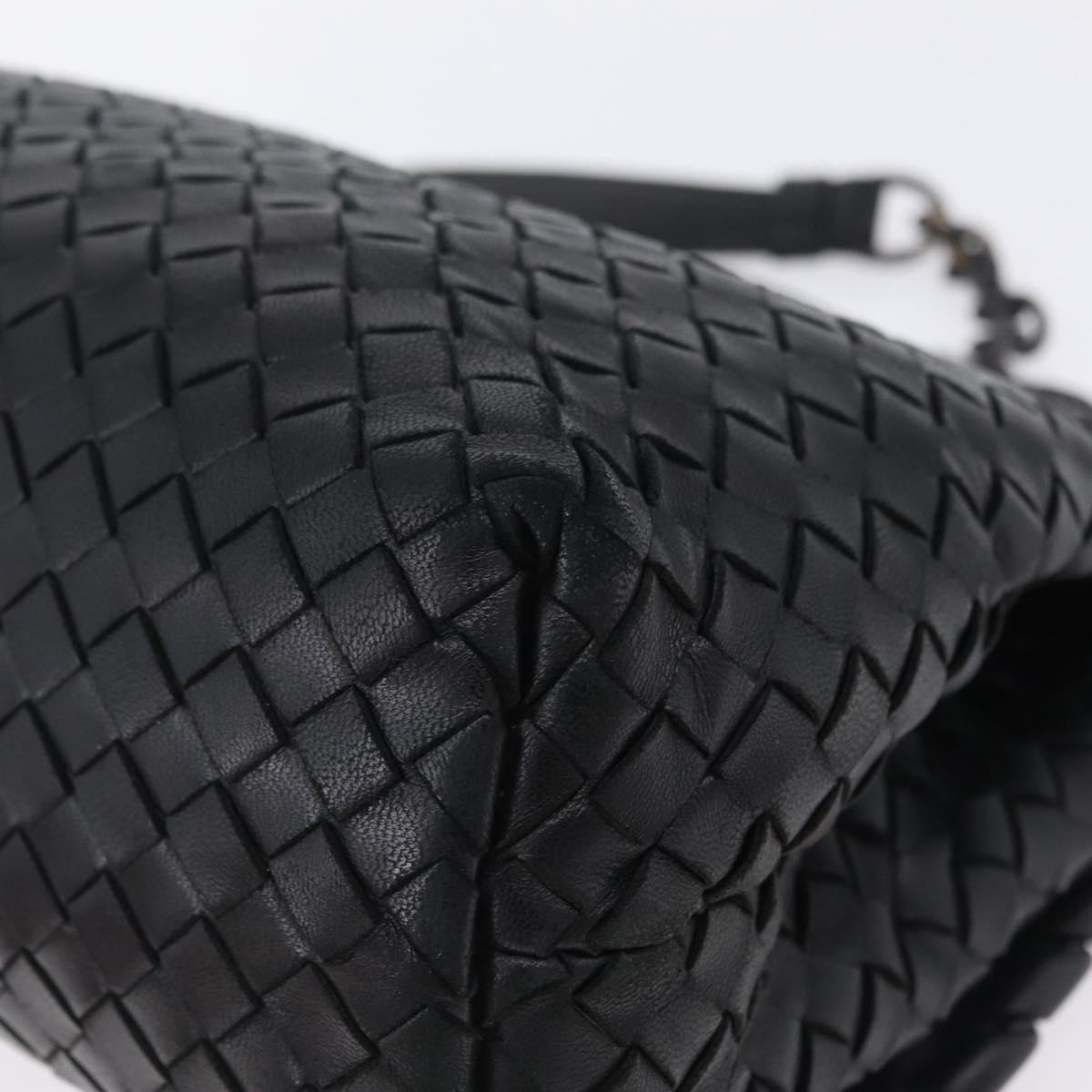 BOTTEGA VENETA INTRECCIATO Chain Shoulder Bag Leather Black Auth BA15490