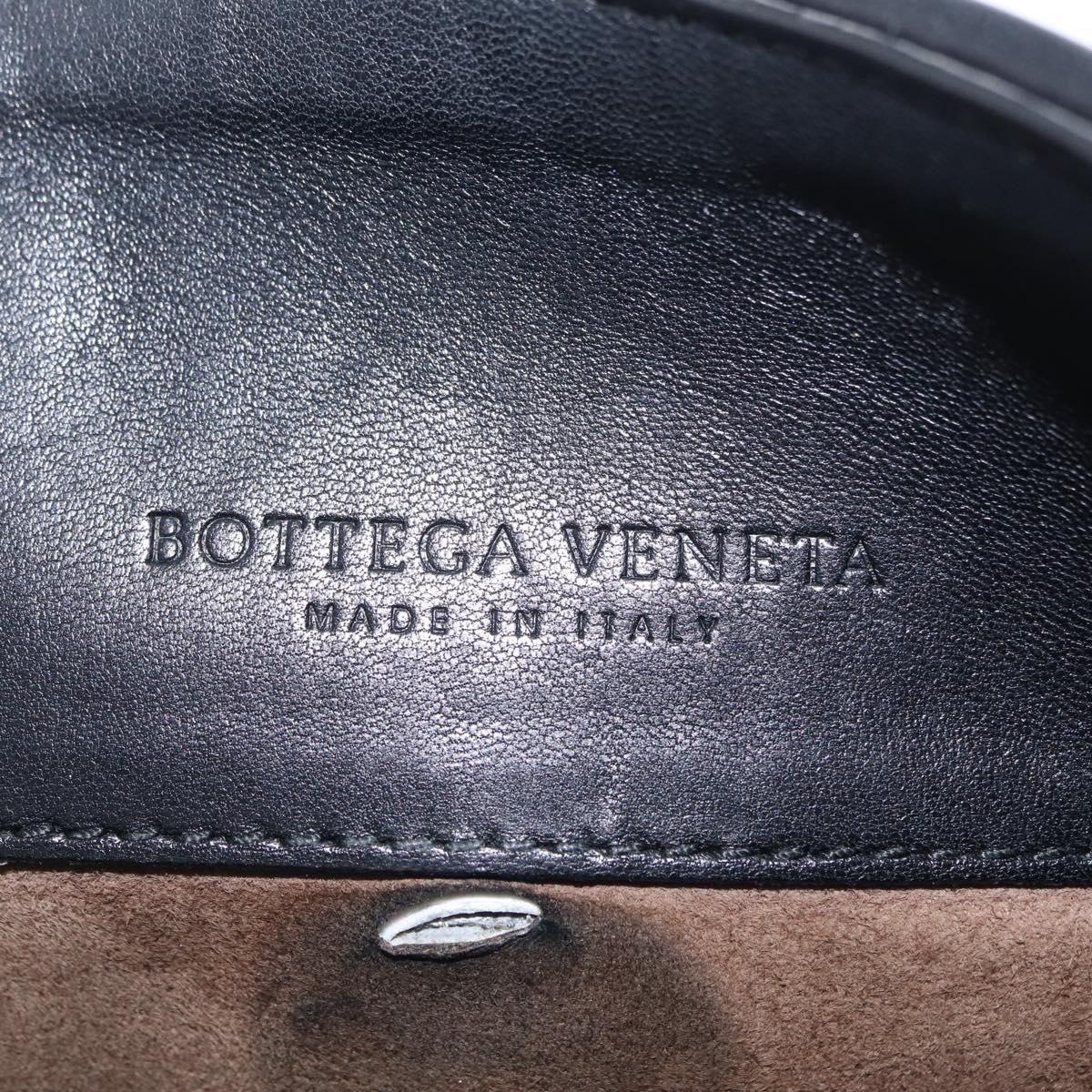 BOTTEGA VENETA INTRECCIATO Chain Shoulder Bag Leather Black Auth BA15490