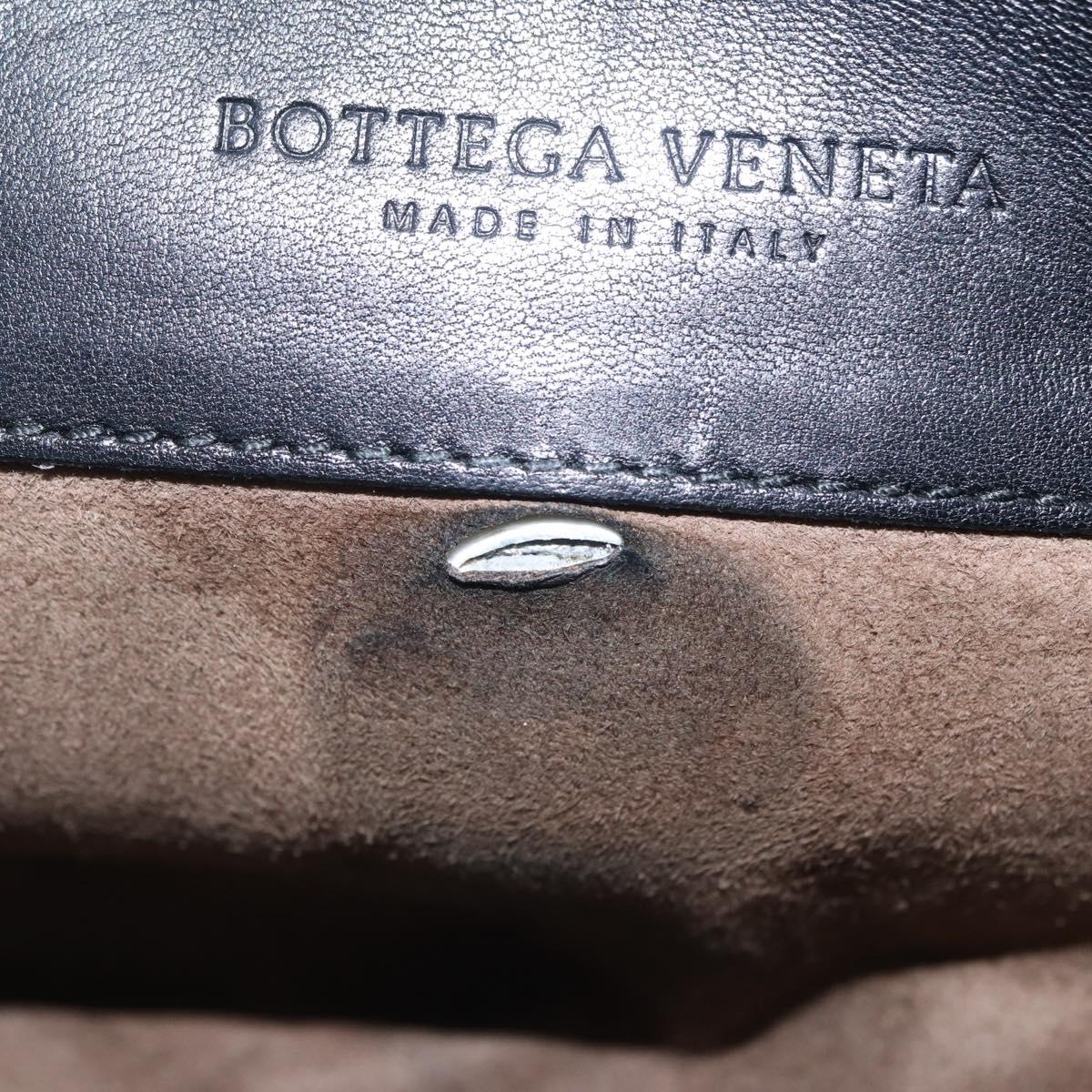 BOTTEGA VENETA INTRECCIATO Chain Shoulder Bag Leather Black Auth BA15490