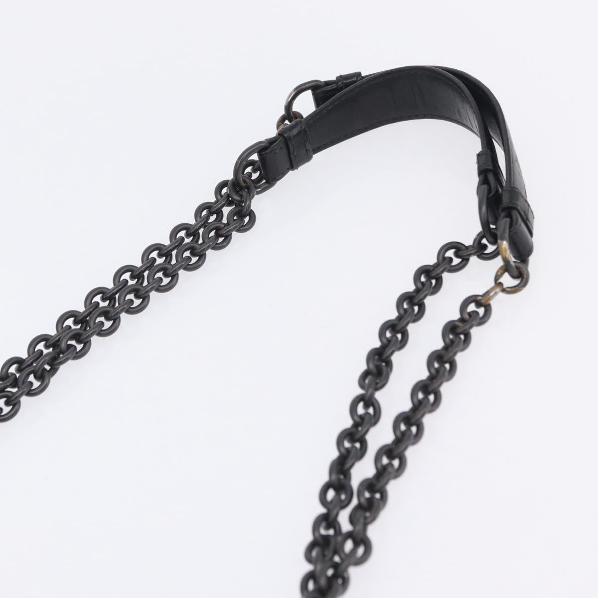 BOTTEGA VENETA INTRECCIATO Chain Shoulder Bag Leather Black Auth BA15490