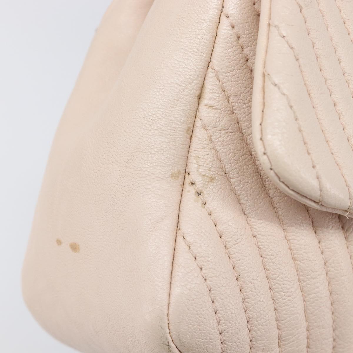 CHANEL V-stitched Chain Shoulder Bag Lamb Skin Ivory Gold Tone CC Auth BA15491V