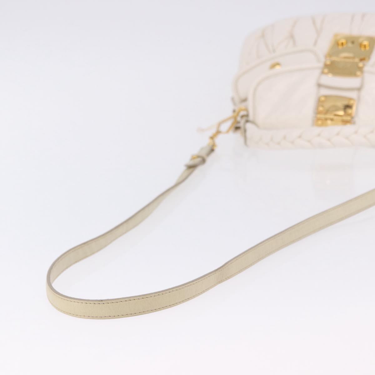 Miu Miu Matelasse Hand Bag Patent 2way White Gold Tone Auth BA15492A