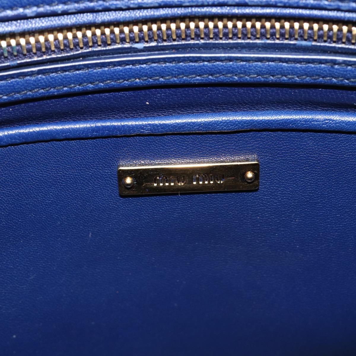 Miu Miu Matelasse Hand Bag Leather 2way Blue Gold Tone Auth BA15493V