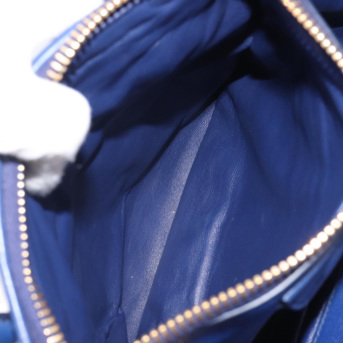 Miu Miu Matelasse Hand Bag Leather 2way Blue Gold Tone Auth BA15493V