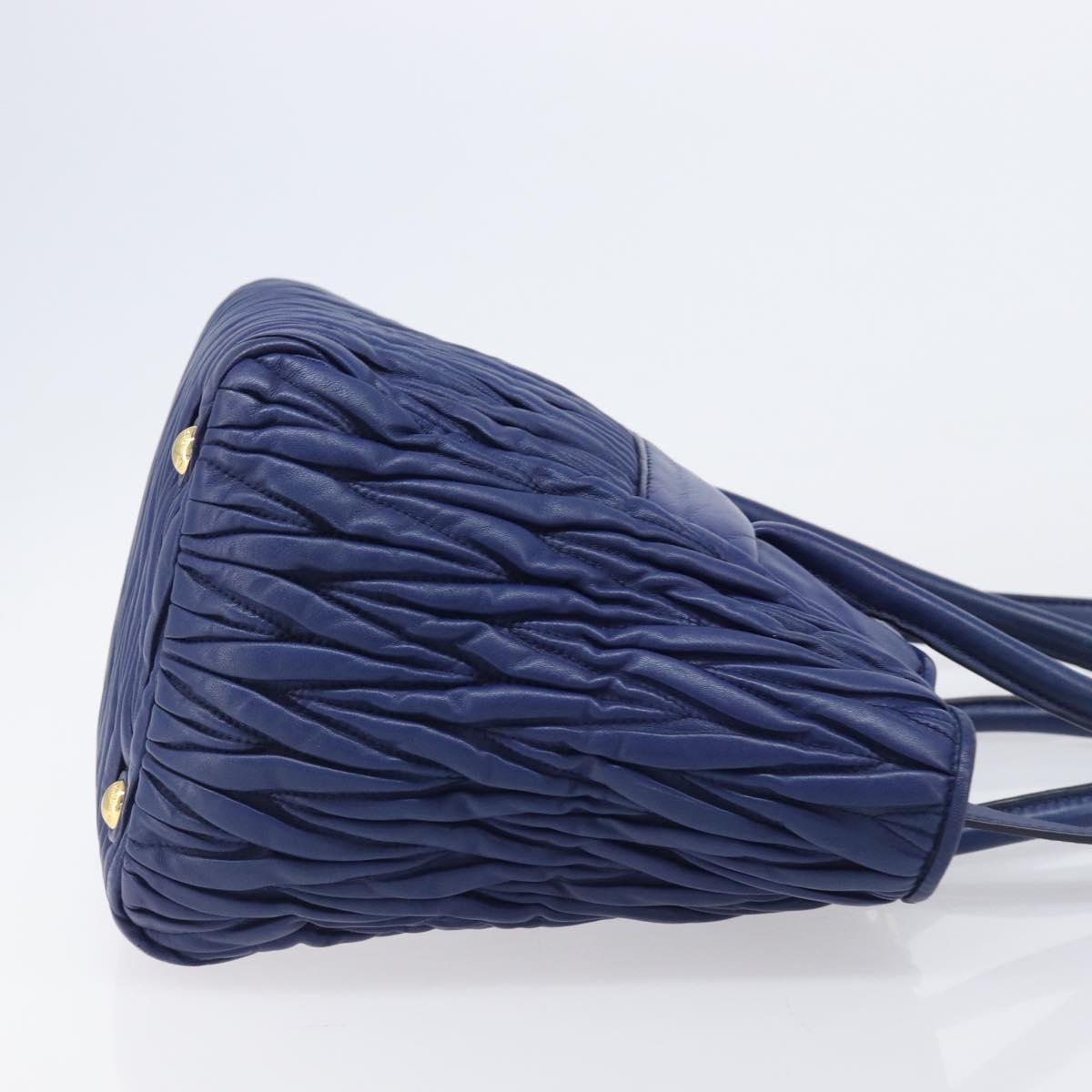 Miu Miu Matelasse Hand Bag Leather 2way Blue Gold Tone Auth BA15493V