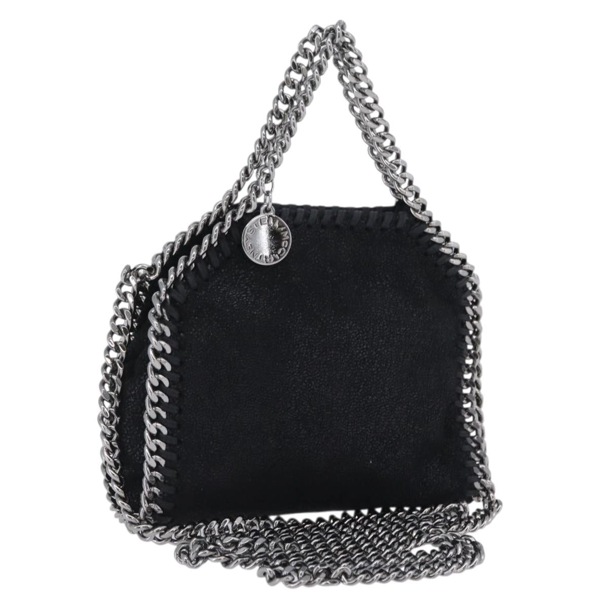 Stella MacCartney Falabella Hand Bag Suede 2way Black Silver Auth BA15495