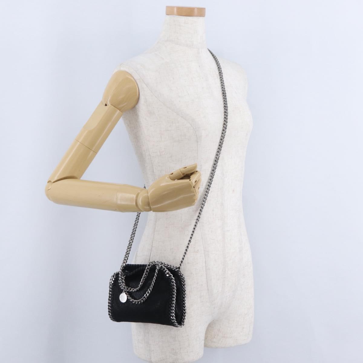 Stella MacCartney Falabella Hand Bag Suede 2way Black Silver Auth BA15495