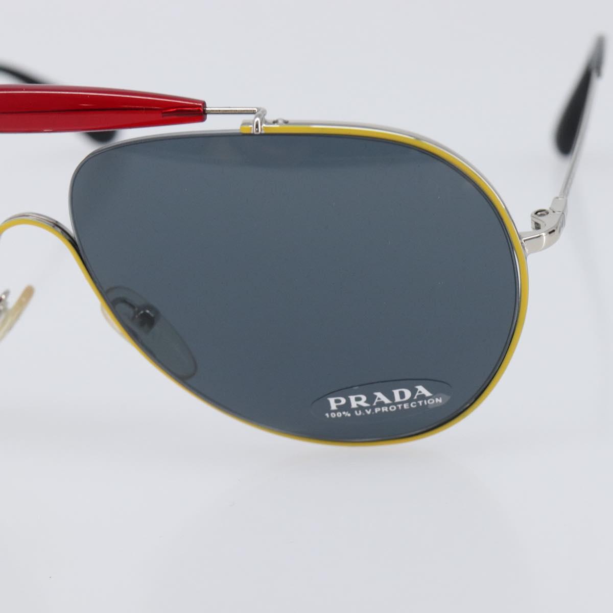 PRADA Sunglasses Metal Yellow Red Auth BA15496