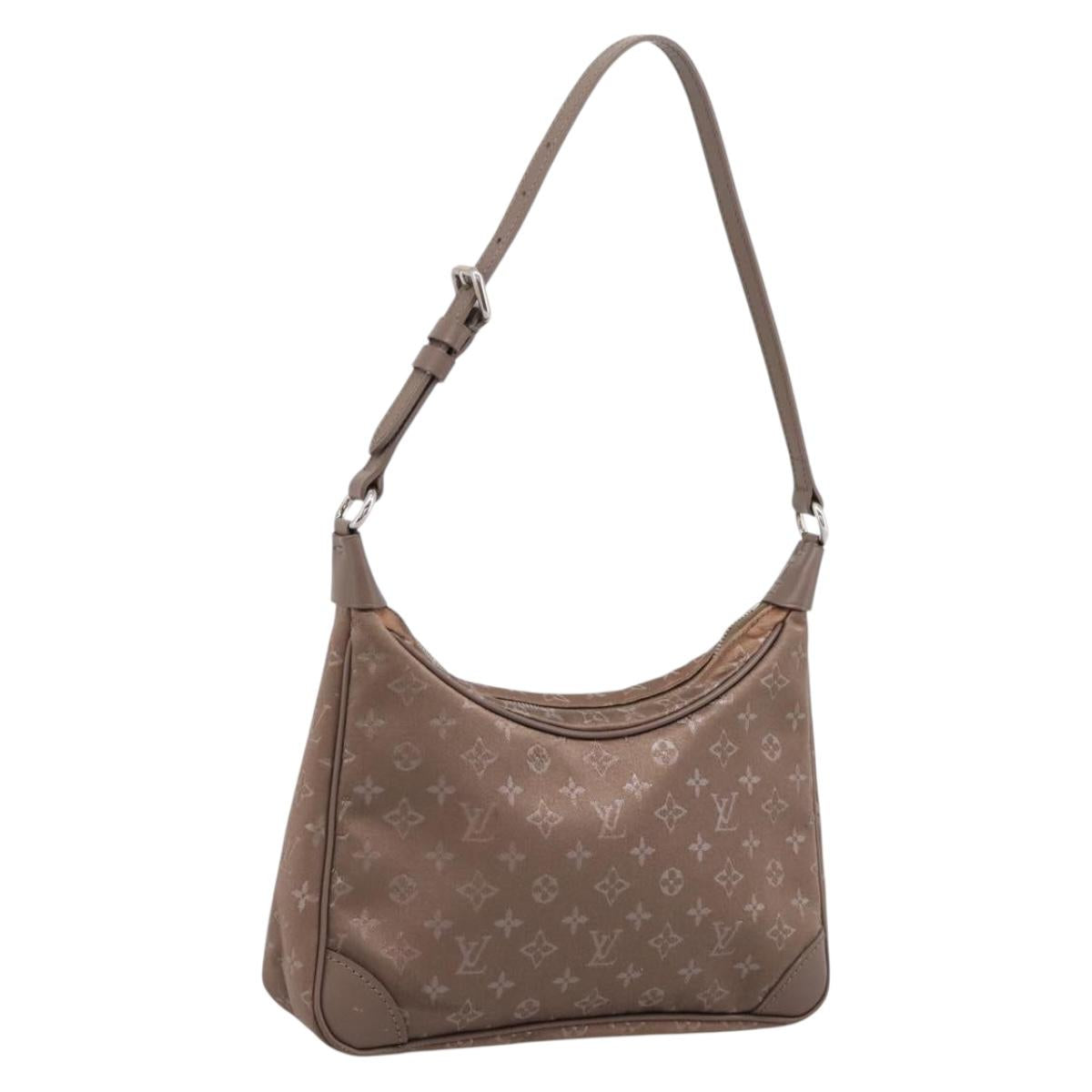 LOUIS VUITTON Monogram Satin Little Boulogne Hand Bag Beige M92143 Auth BA15499A