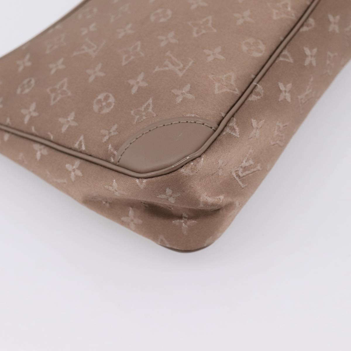 LOUIS VUITTON Monogram Satin Little Boulogne Hand Bag Beige M92143 Auth BA15499A