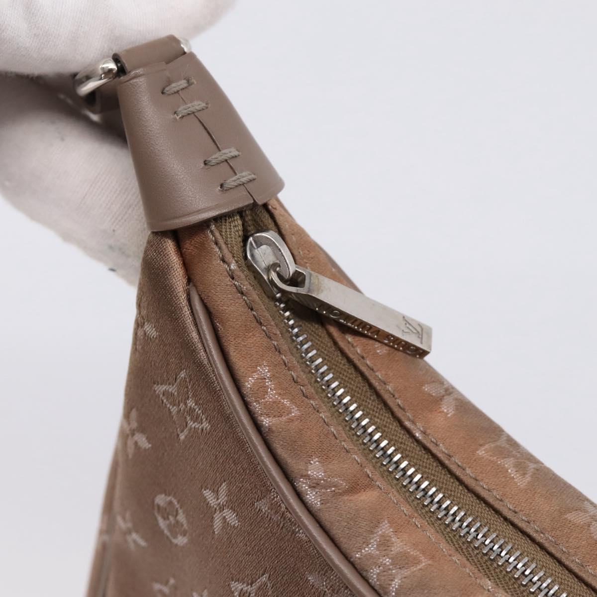 LOUIS VUITTON Monogram Satin Little Boulogne Hand Bag Beige M92143 Auth BA15499A
