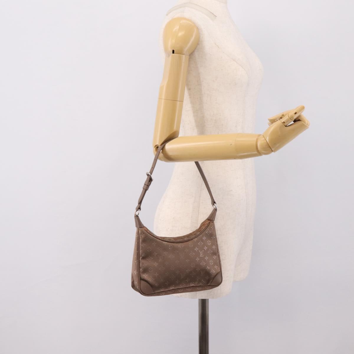 LOUIS VUITTON Monogram Satin Little Boulogne Hand Bag Beige M92143 Auth BA15499A