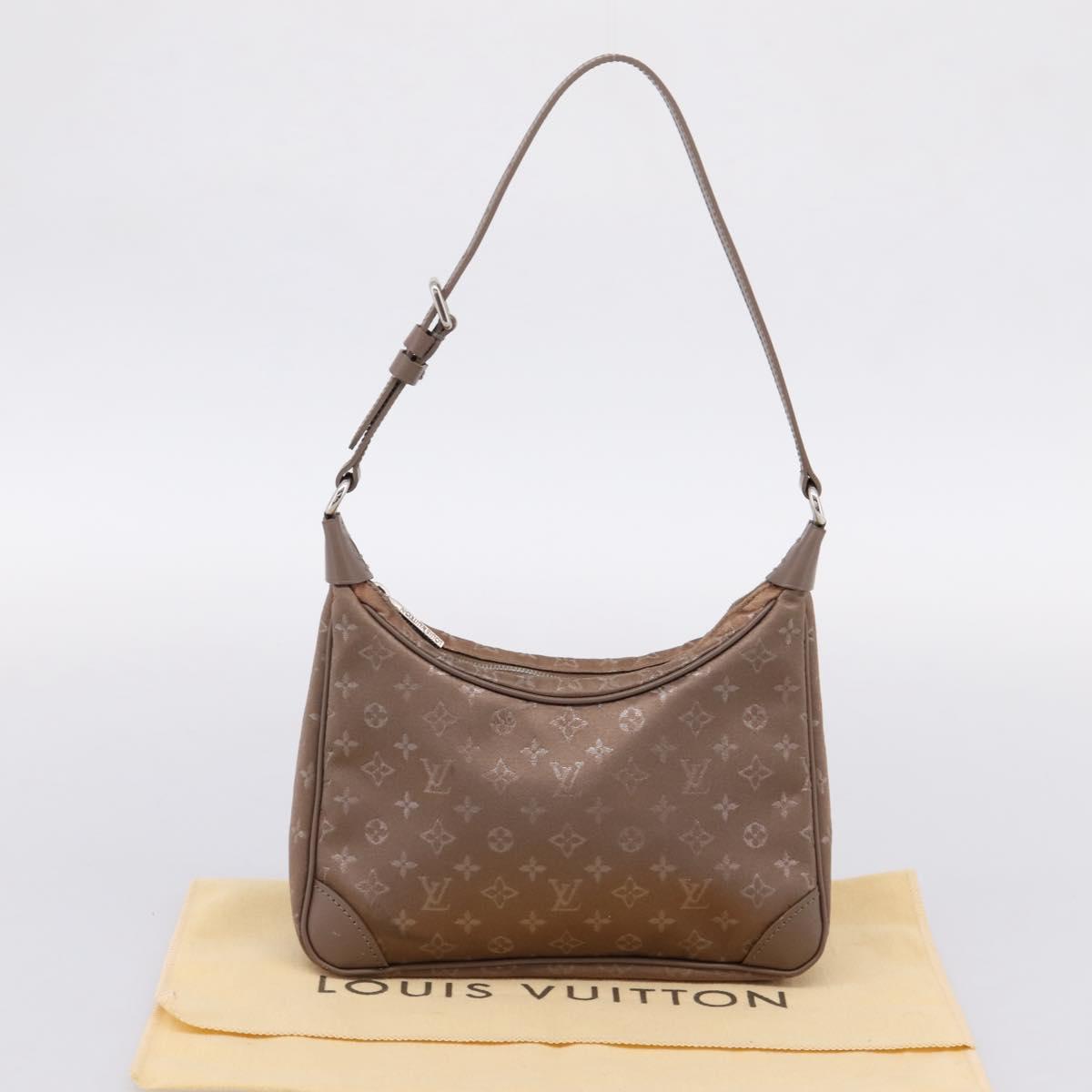 LOUIS VUITTON Monogram Satin Little Boulogne Hand Bag Beige M92143 Auth BA15499A