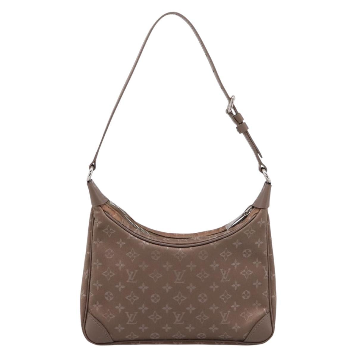 LOUIS VUITTON Monogram Satin Little Boulogne Hand Bag Beige M92143 Auth BA15499A