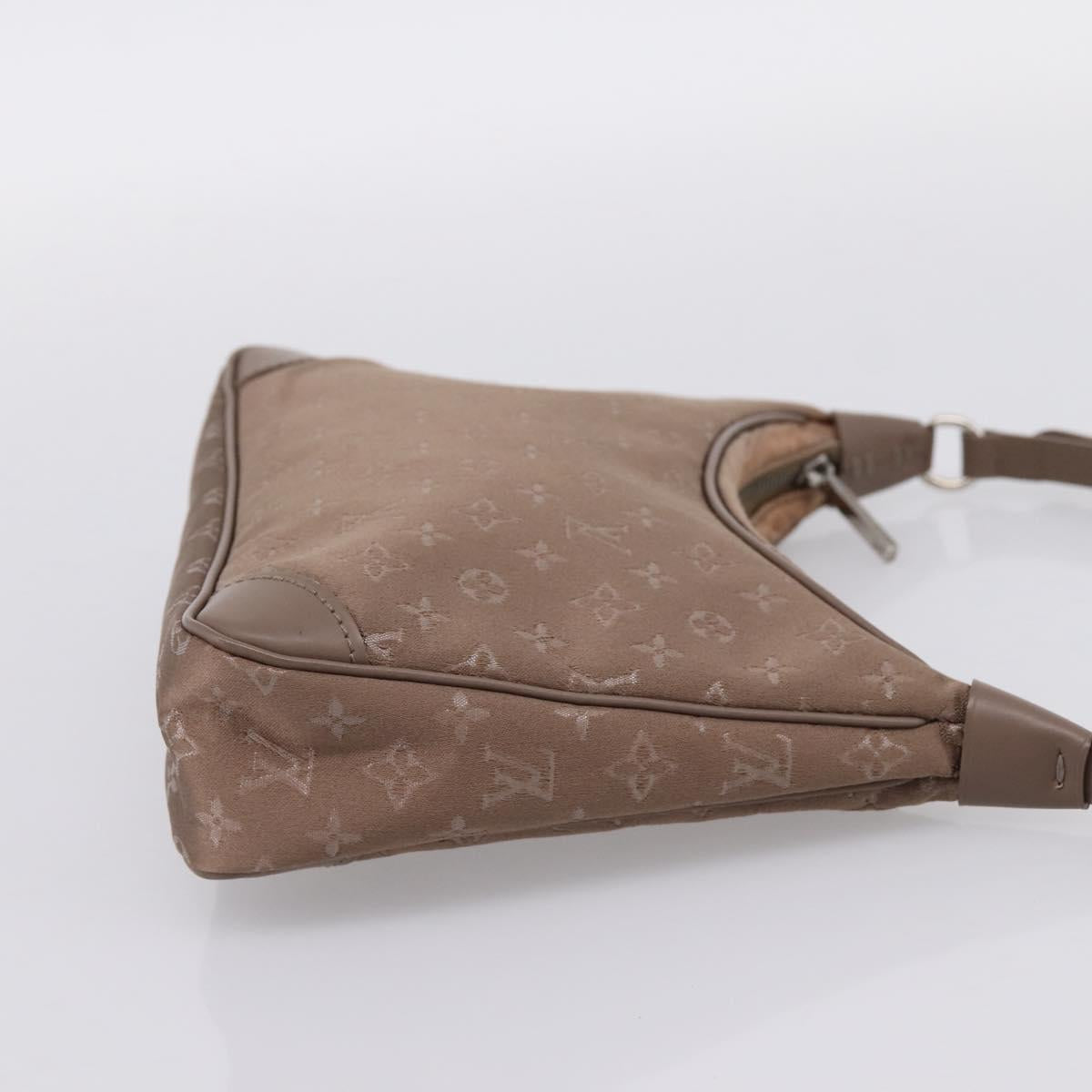 LOUIS VUITTON Monogram Satin Little Boulogne Hand Bag Beige M92143 Auth BA15499A