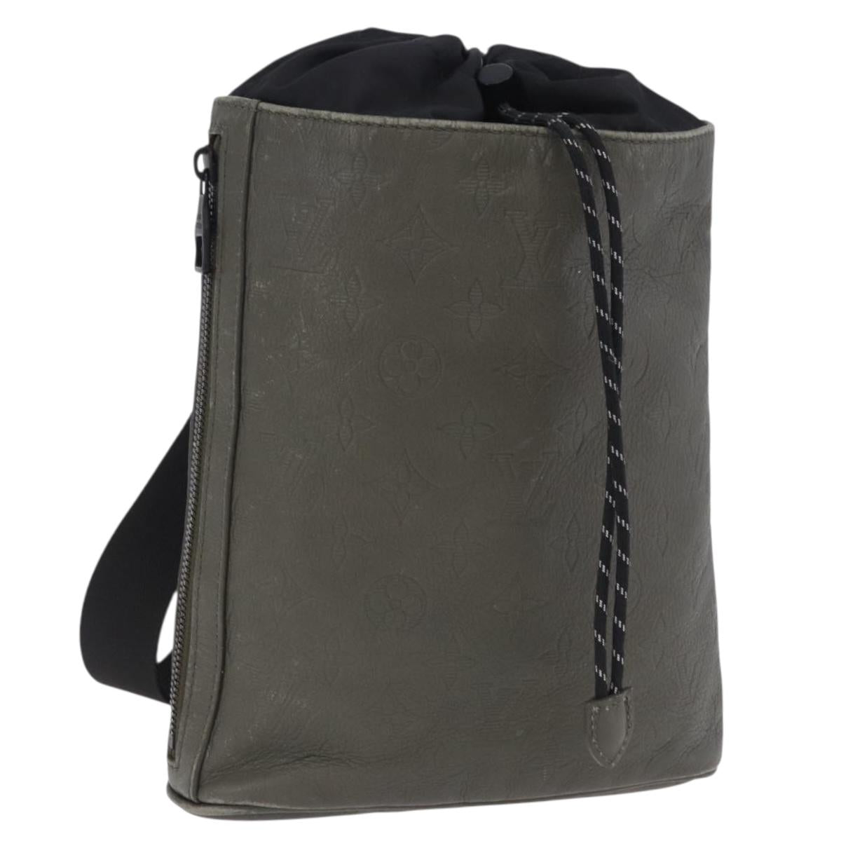 LOUIS VUITTON Monogram Shadow Chalk sling Bag Khaki M44634 LV Auth BA15500V
