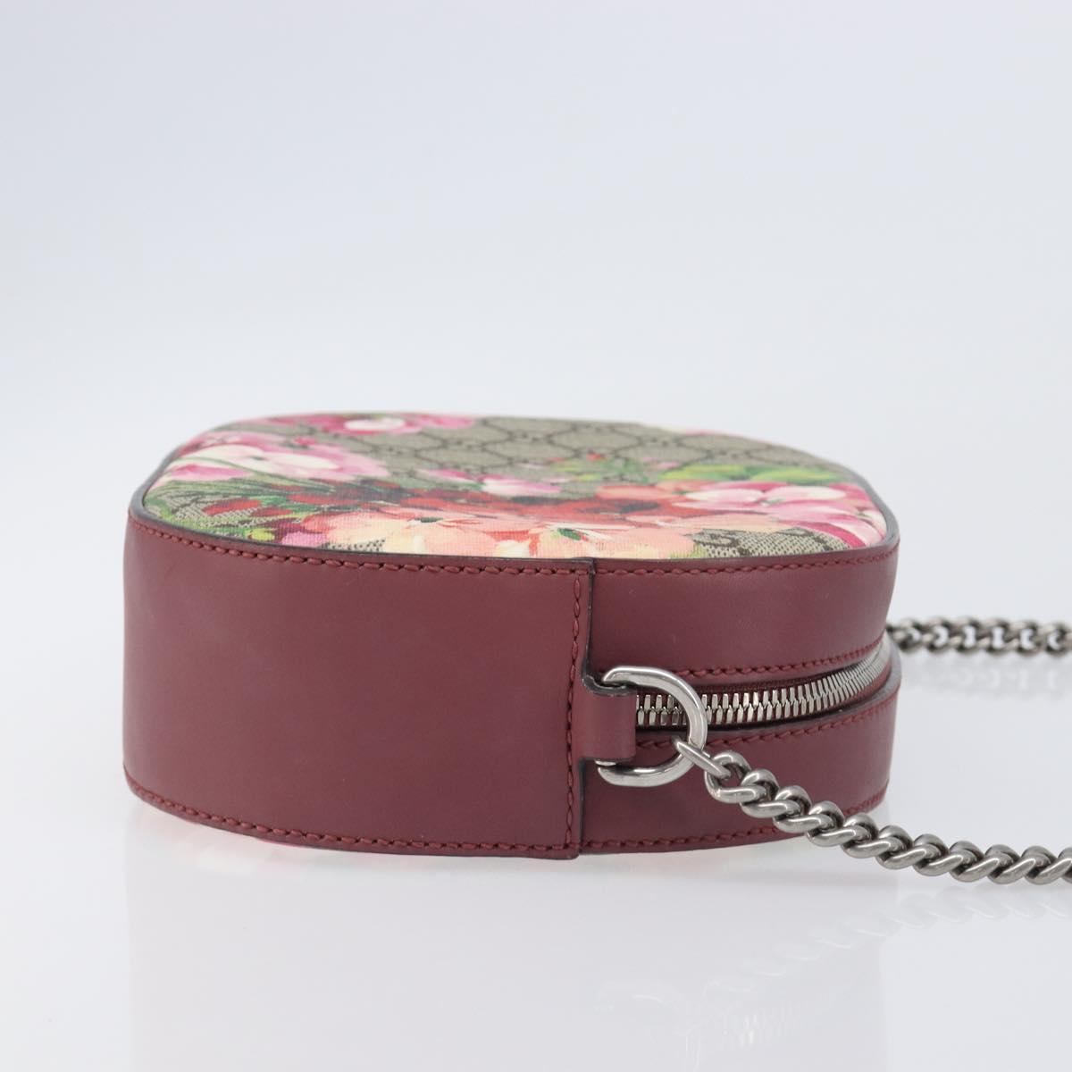GUCCI GG Blooms Chain Shoulder Bag PVC Leather Beige Silver 409535 Auth BA15501V