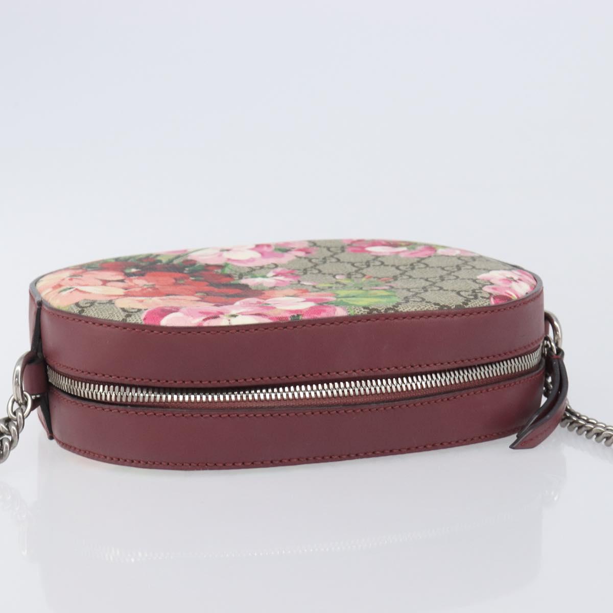 GUCCI GG Blooms Chain Shoulder Bag PVC Leather Beige Silver 409535 Auth BA15501V